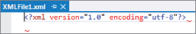 Snipped image of XMLFile.xml document with the encoding attributes displayed.