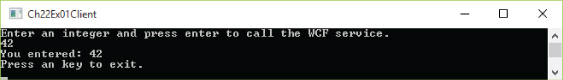 Screenshot of the Command prompt displaying the result after running the application and entering the number 42.