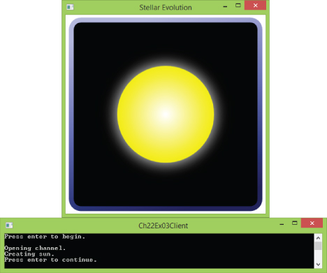 Screenshot displaying the Stellar Evolution window (top) and Command Prompt window (bottom).