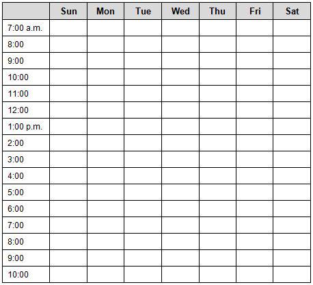 Template - Schedule at a Glance