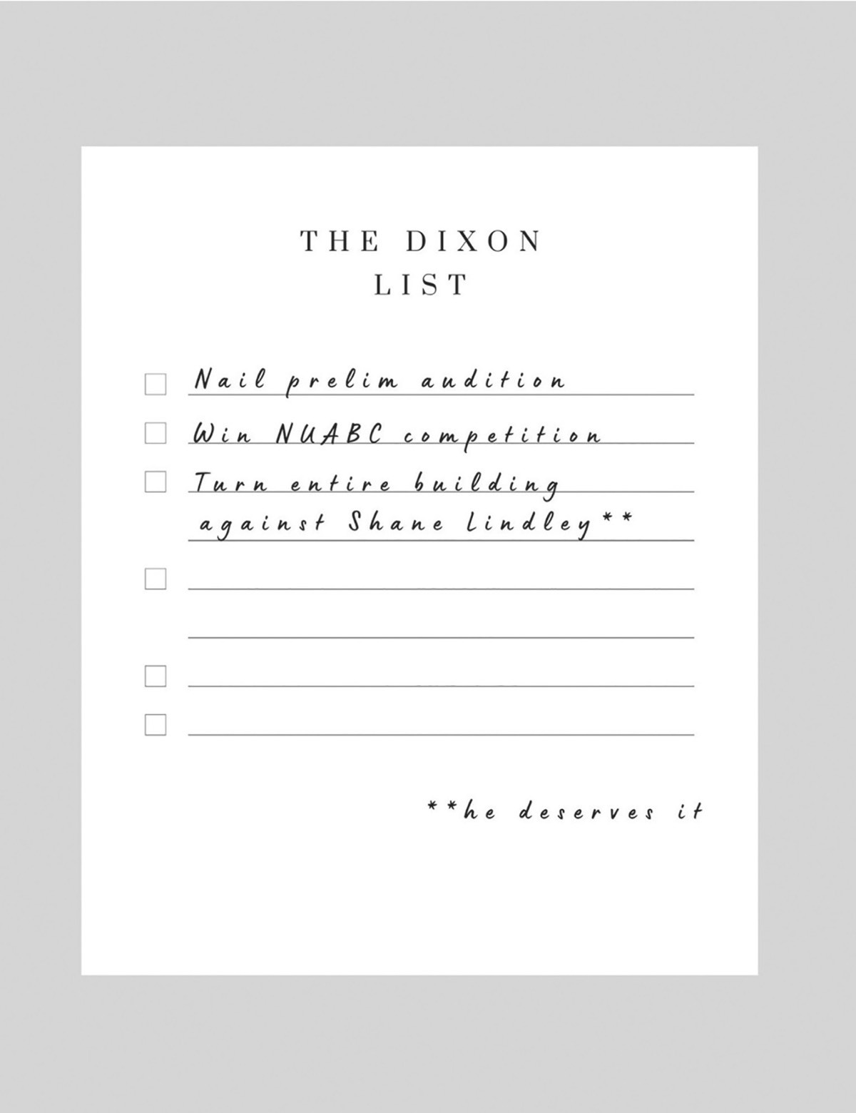 The Dixon List