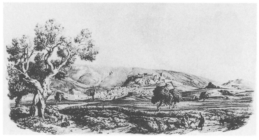 L’Acropole, l’Agora, l’Héphaïstéion vus de l’Académie en 1810. (Dessin de Stackelberg.)