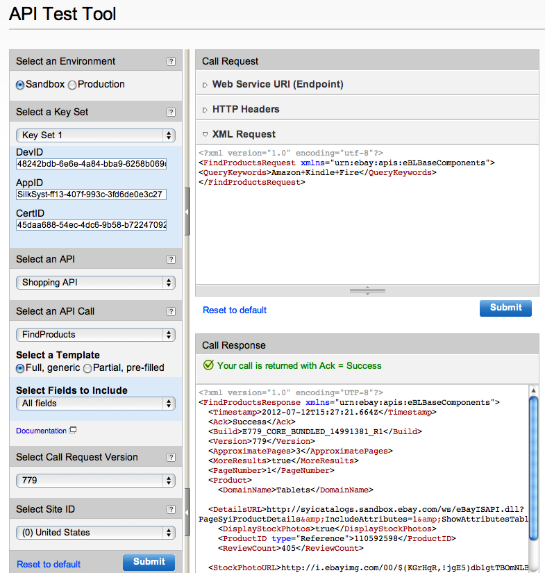 eBay API Test Tool