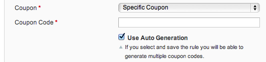 Creating a rule with coupon autogeneration