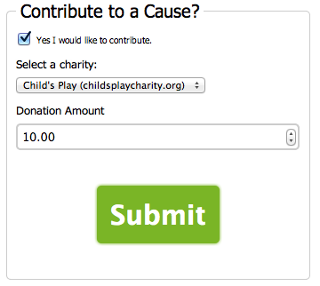 Donation form on checkout