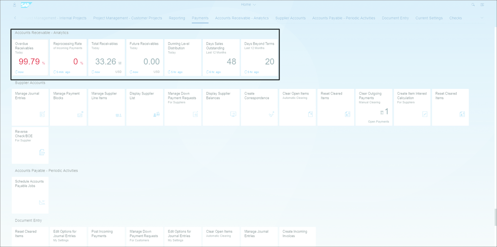 Receivables Manager KPI Tiles