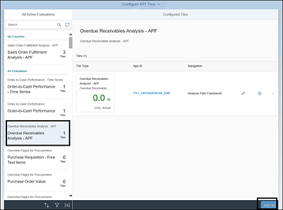 Associating New Tile with Evaluation and KPI