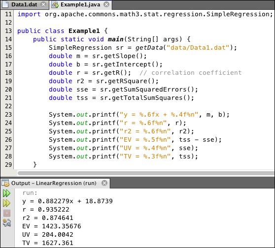 Java implementation of linear regression