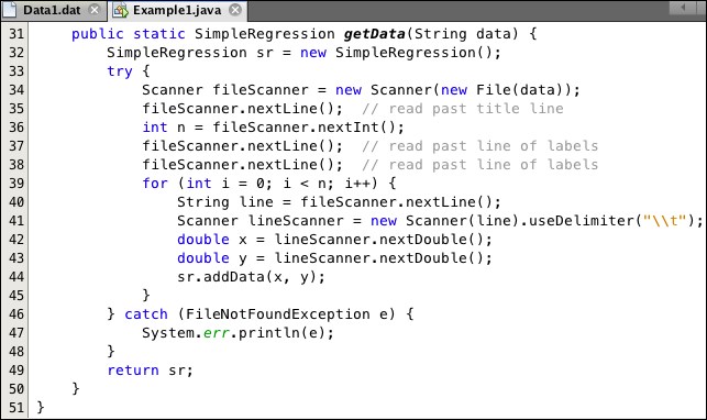 Java implementation of linear regression