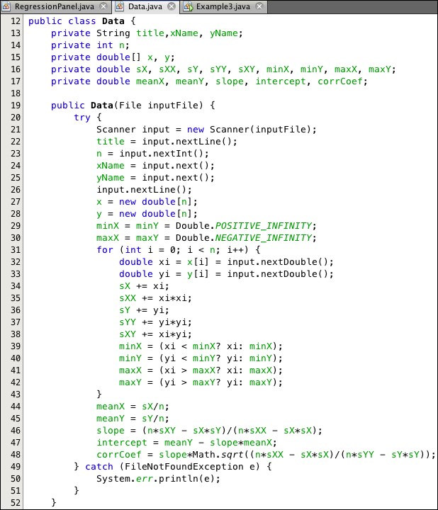 Java implementation of linear regression