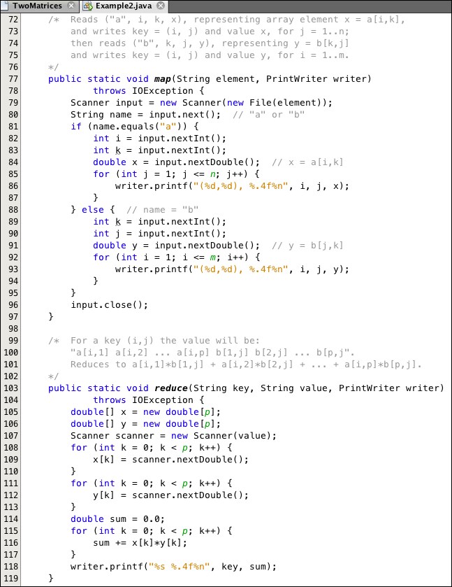 Matrix multiplication with MapReduce