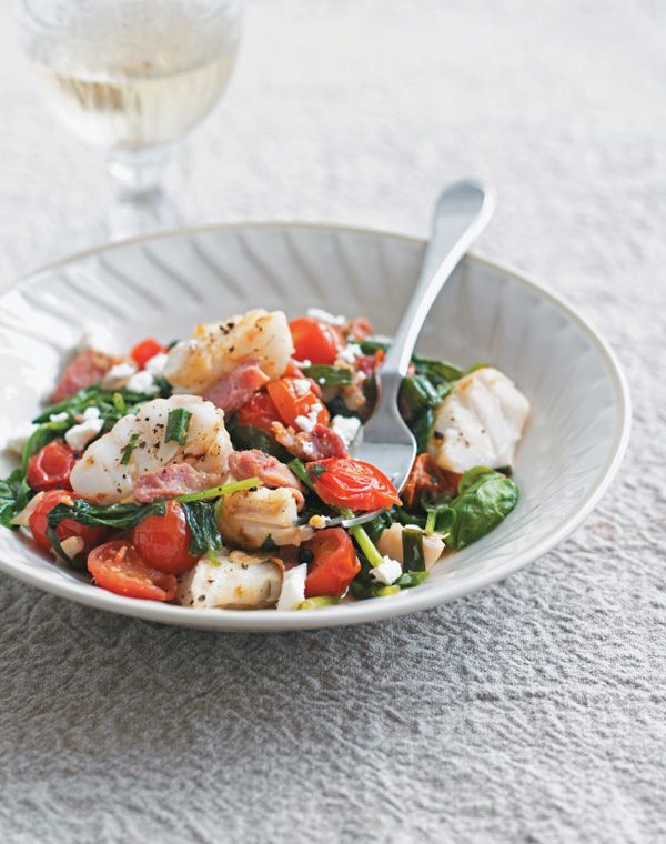 Cherry Tomato and Cod Stir-Fry with Bacon