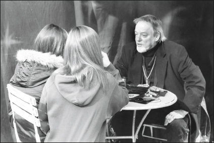 Performing a double tarot reading at The Haunted Hayride, Hollywood, CA, 2010.