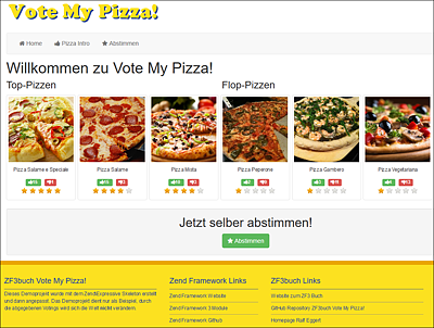 Introseite von Beispielanwendung »Vote My Pizza!«