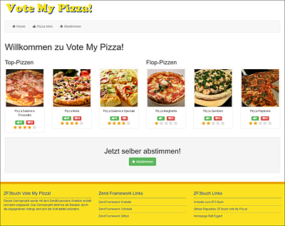 Introseite von Beispielanwendung »Vote My Pizza!«