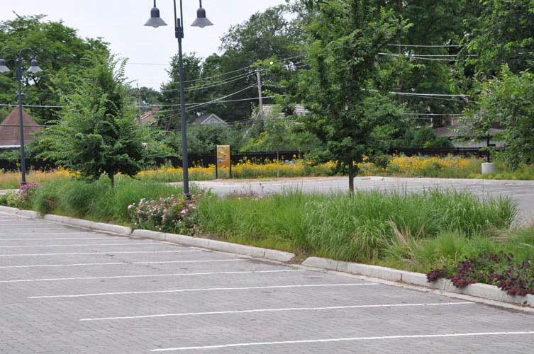 Permeable Paving and Vegetated Swales Installed at Elmhurst College, Illinois.