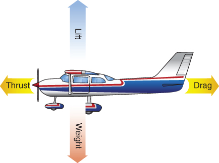 A schematic diagram of forces in equilibrium.