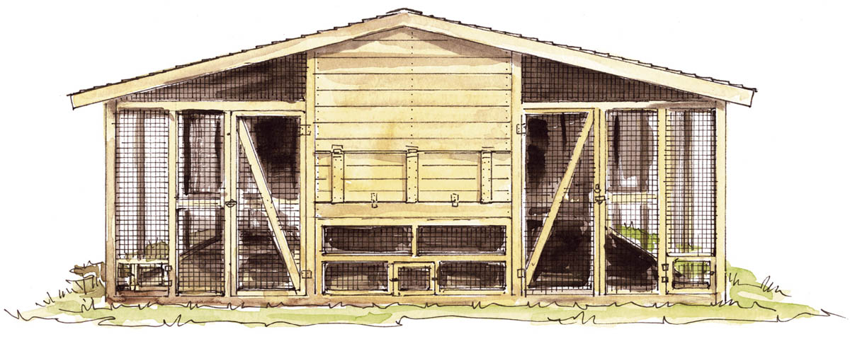 Illustration of permanent poultry housing 