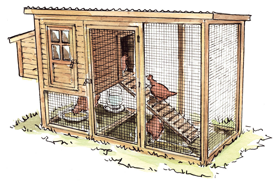 Illustration of a tighlty enclosed coop.