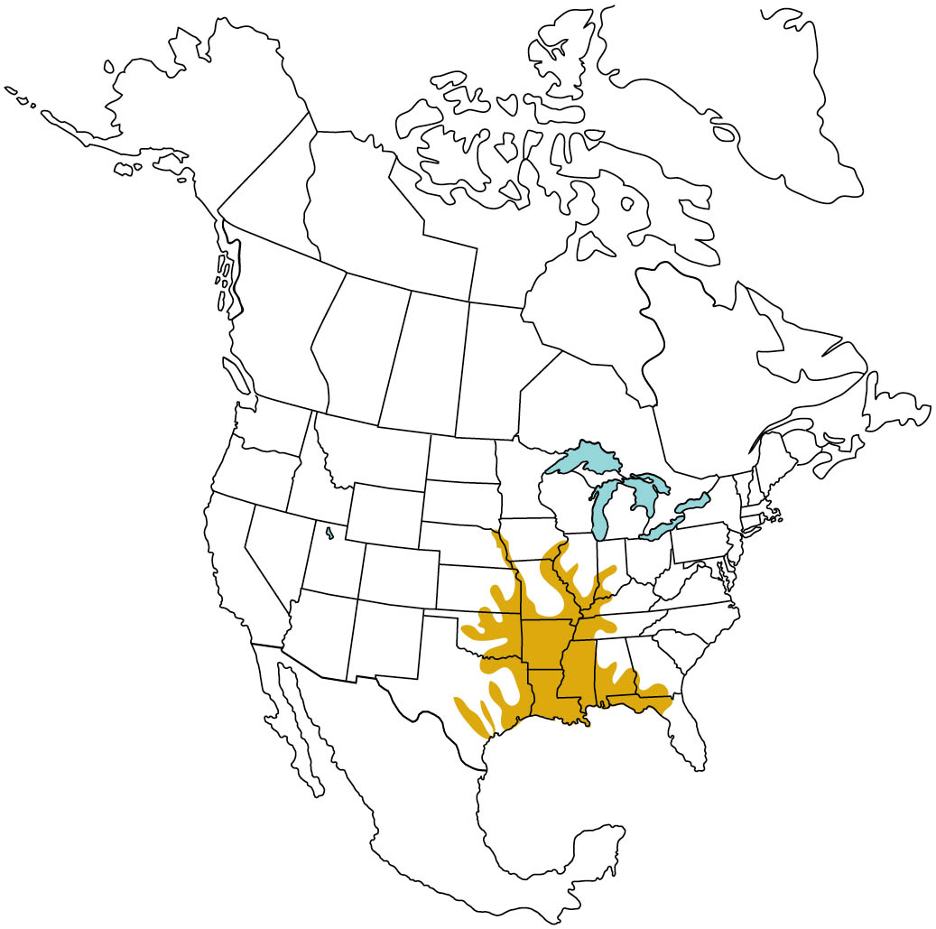 Map of North America highlighting the Alligator Snapping Turtle range.