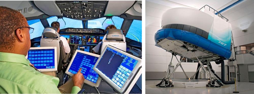 Pilots training in simulator for Boeing 787, courtesy of Boeing