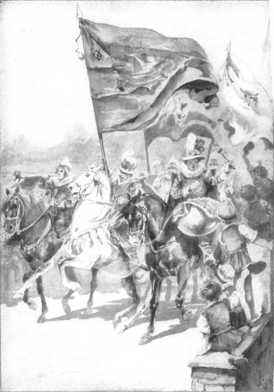The Lord Admiral's Players. "The Trumpeters and the Drummers led, their horses prancing, white plumes waving in the breeze."