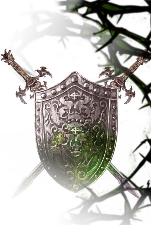 A shield with two swords  Description automatically generated