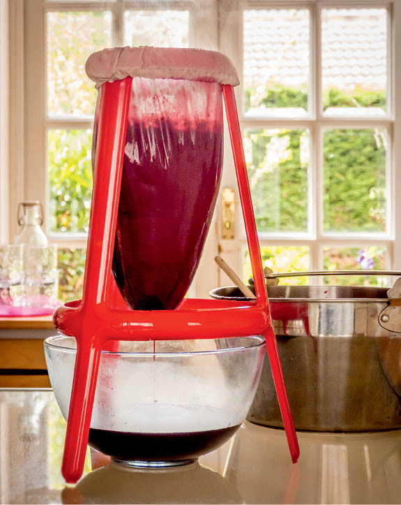 A jelly bag and stand on a kitchen counter