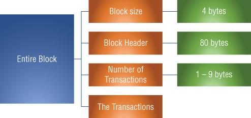 Schematic illustration of a block header and its constituent parts.