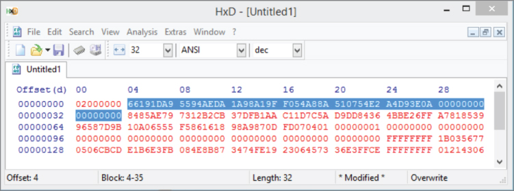 Screenshot illustration of a previous block hash in Internal Byte Order.