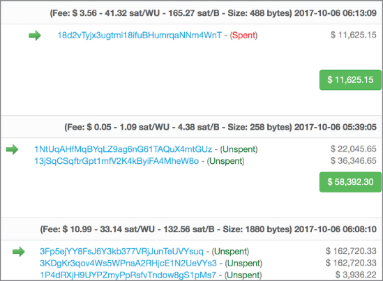 Snapshot illustration showing the low fee in the second transaction.