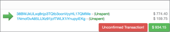 Snapshot illustration of an unconfirmed transaction.