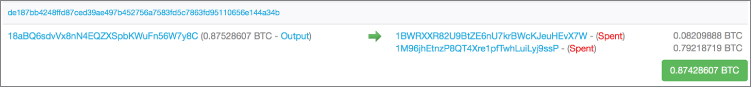 Snapshot illustration of inferring the change address with fewer inputs and outputs.