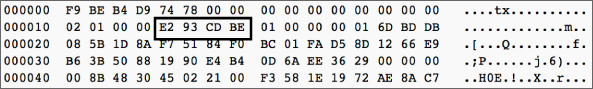 Snapshot illustration of the checksum value.