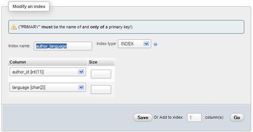 Multi-column indexes and index editing