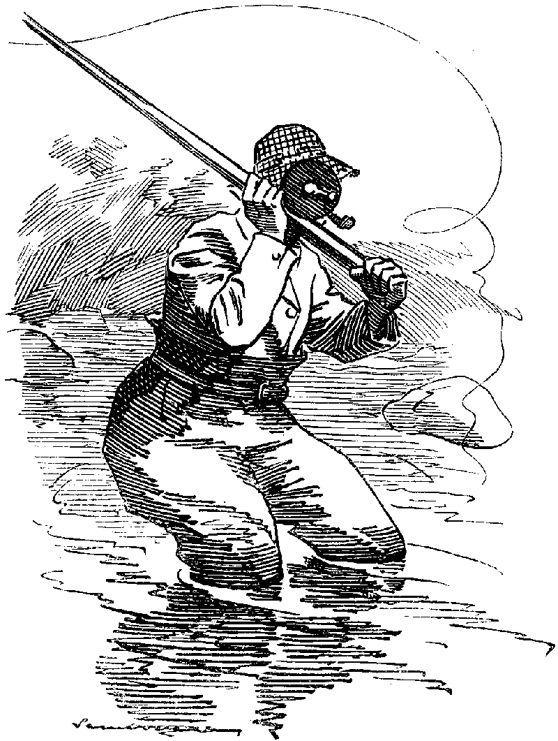 'I wade in as far as I can, and make a tremendous swipe with the rod.'