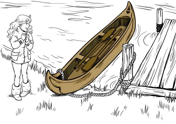 Anna with the canoe