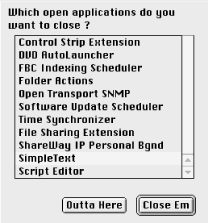 A dialog window displays running processes