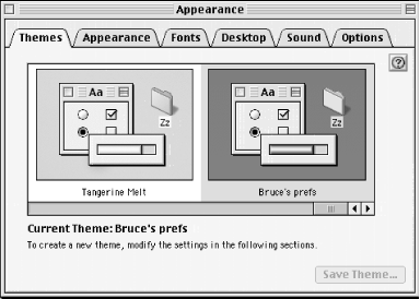 Appearance control panel