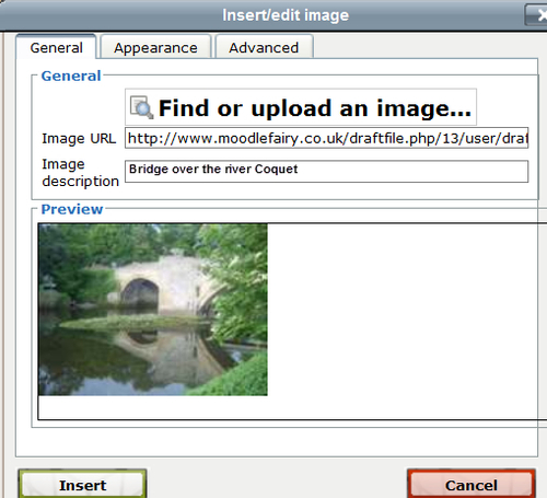 Time for action — uploading images to our Moodle page