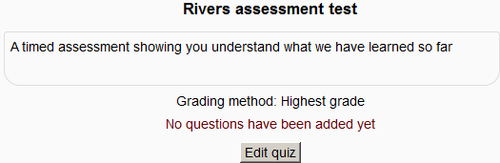 Time for action — setting up a Moodle quiz as test on rivers and continents