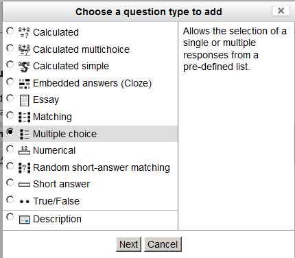 Time for action — making a multiple-choice question