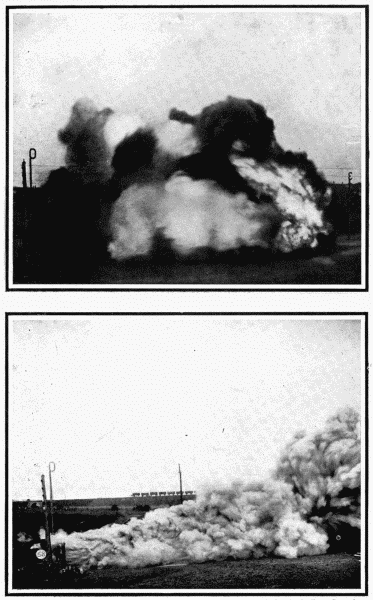 By permission of W. E. Garforth, Esq., Pontefract An Artificial Coal Mine These two photographs show the clouds of flame and smoke issuing from the mouth of the "Artificial Coal Mine" during the experiments described in the text