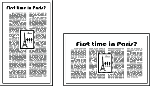 Illustration of a portrait document (left) and landscape document (right).