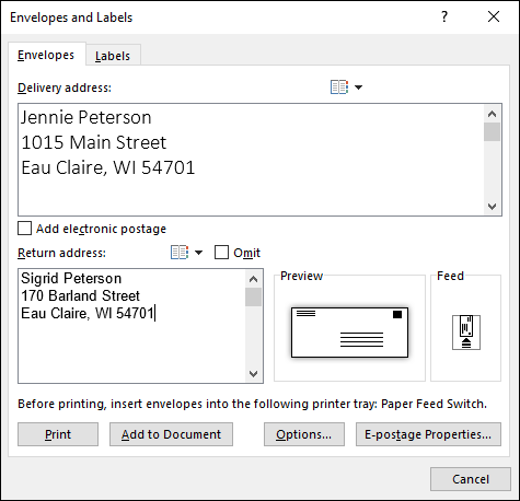 Illustration of Printing on an envelope.