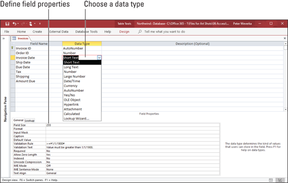 Illustration of how a data type is chosen.