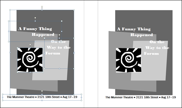 Illustration of a poster with frames showing (left); the poster when printed (right).