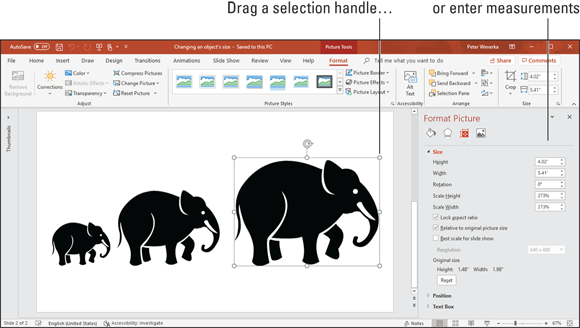 Illustration of Ways to resize an object.