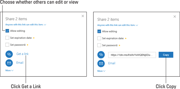 Illustration of file sharing by generating a link.