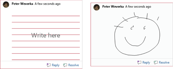 Illustration of Ordinary comments and ink comments.